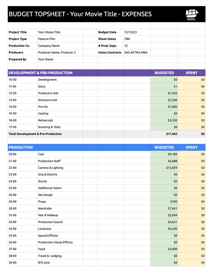 Spreadsheet Screenshot